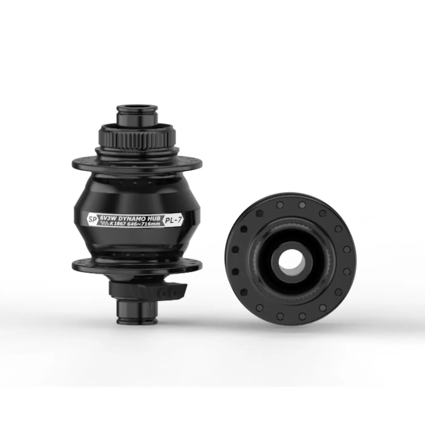 Shutter Precision PL-7 Dynamo Hub – 12 x 100 mm Thru-Axle, Center Lock - 24 - Hubs (SKU: SRHUB-10101)