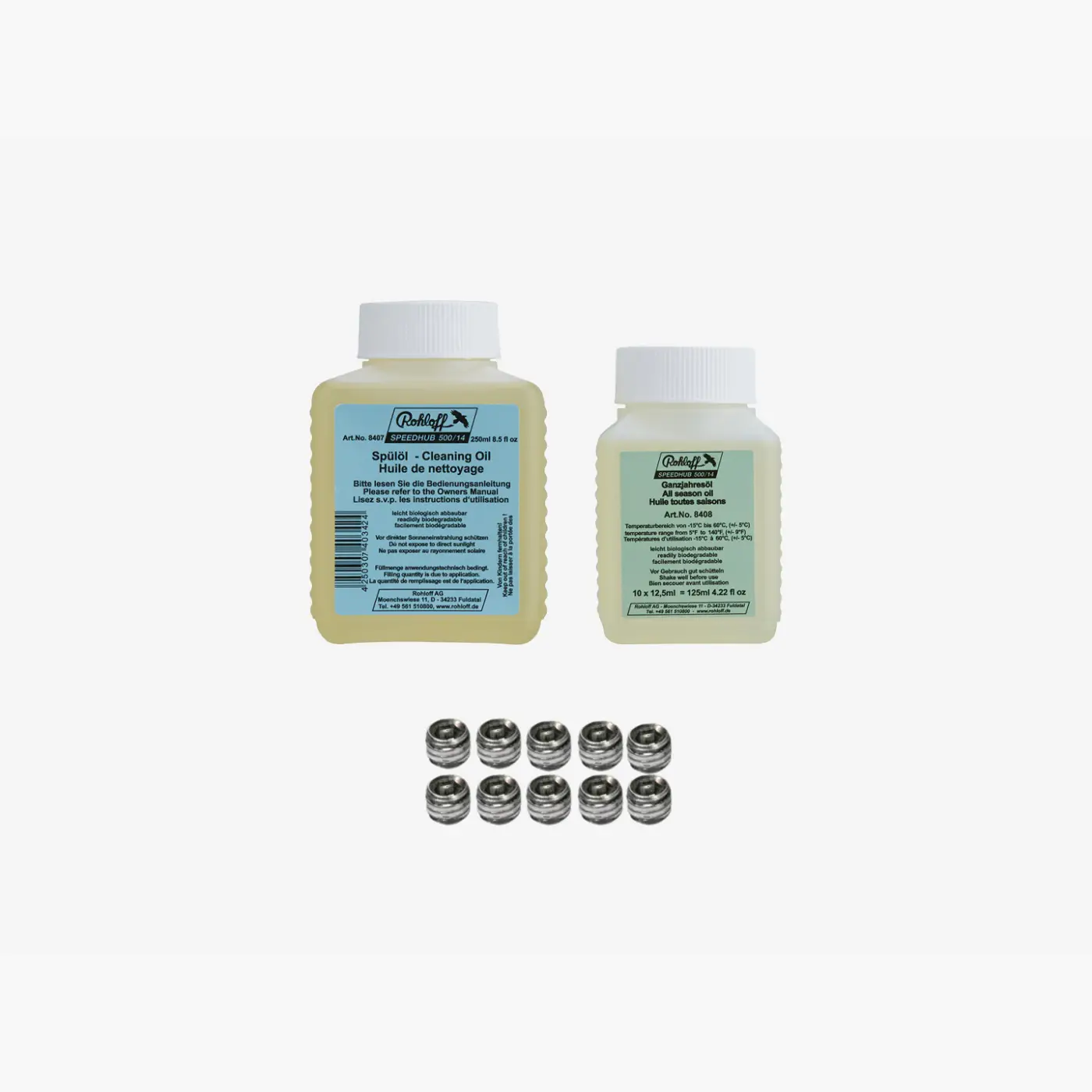 Rohloff - Oil of SPEEDHUB 500/14 250 ml-Set (All season + Cleaning Oil)+10x8205 (8409S) - Agyváltó alkatrészek (SKU: 8409S)